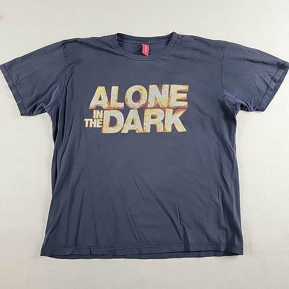 Atari Alone In The Dark Graphic T Shirt Men's Large Black Cotton Video Game Tee